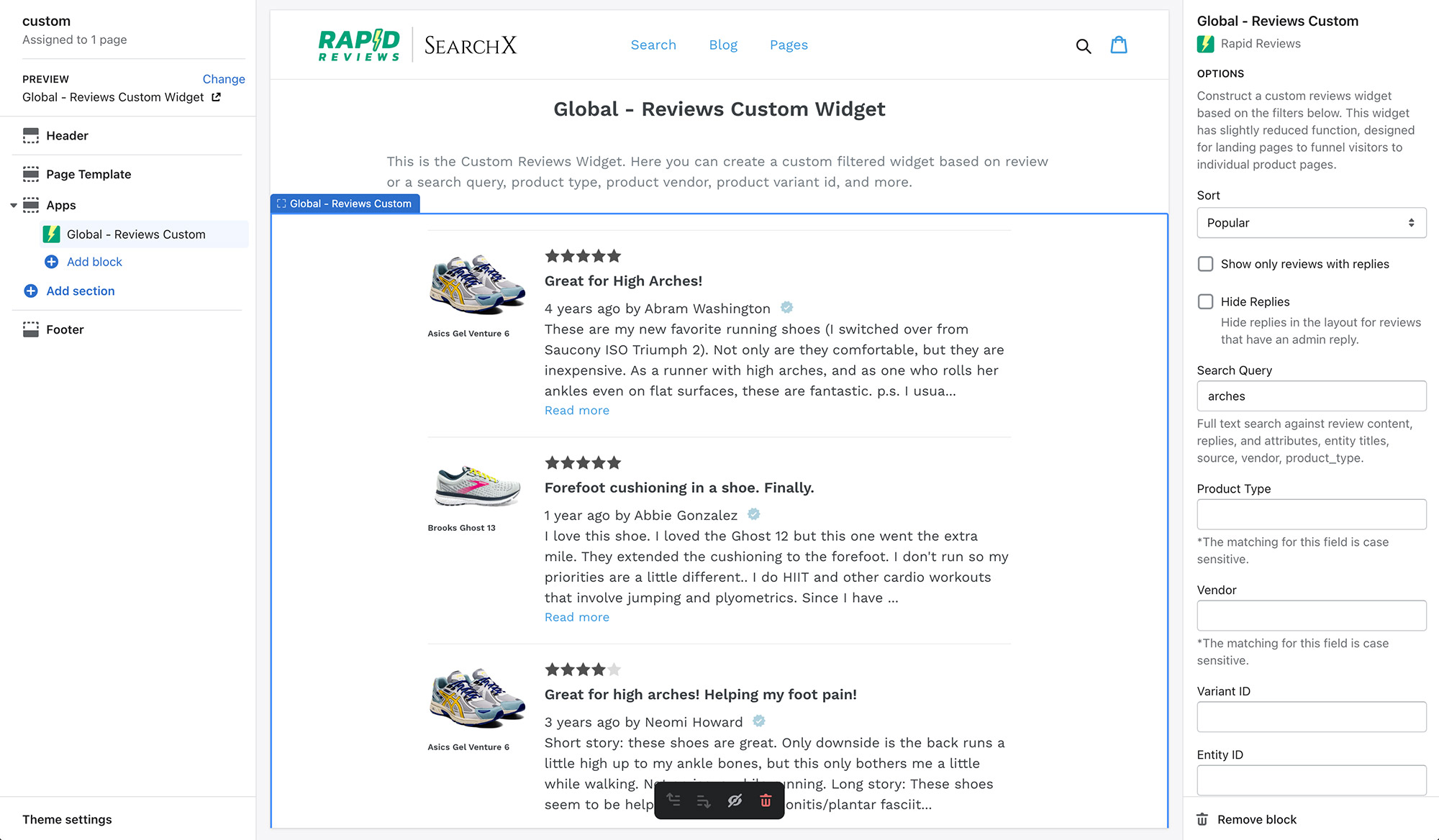 Rapid Reviews Custom Widget